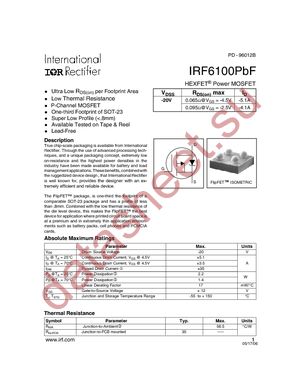 IRF6100PBF datasheet  